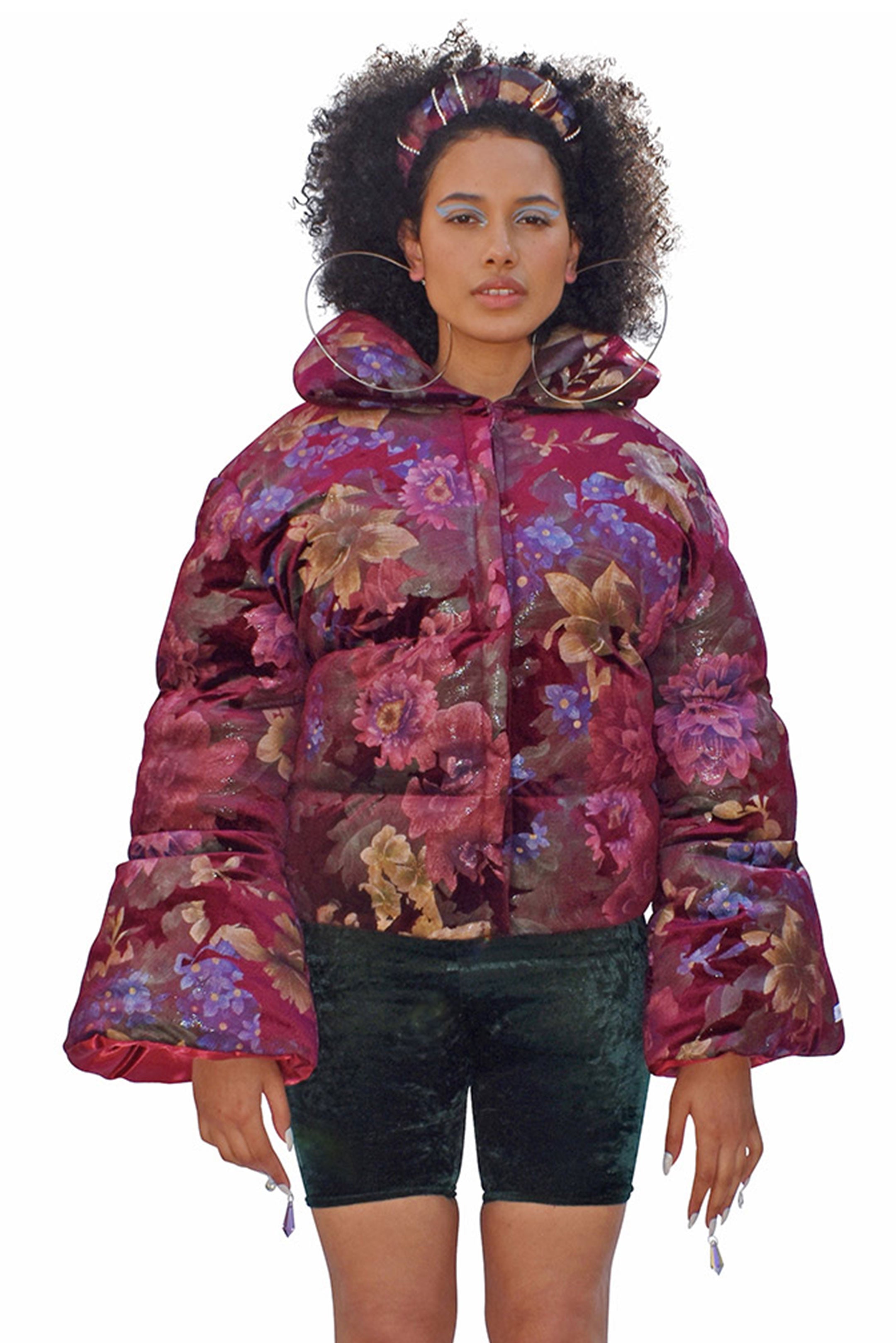 Opera Oversized Puffer Jacket Wine Floral – No Wallflower Project